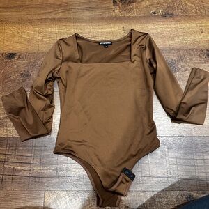 Brown Bodysuit with Square Neckline